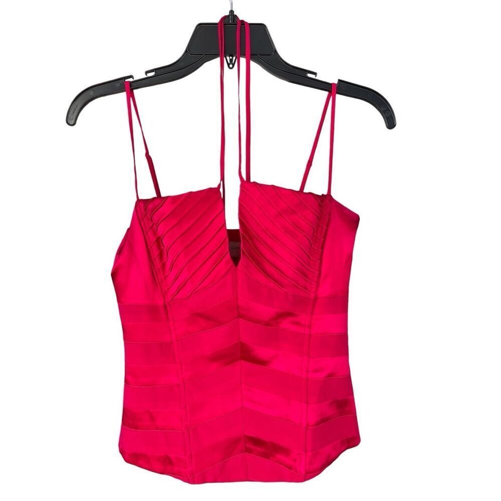 Karen Millen Hot Pink Satin Strappy Bustier Top